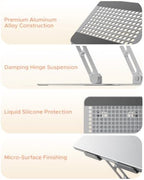 PHIXERO Height Adjustable Laptop Stand, Aluminum Laptop Riser Gray WS1 - Image 7