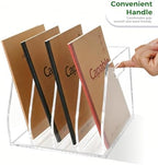Clear Acrylic Magazine File Holder with Handles, 4-Slot Heavy-Duty Desk Organizer, Vertical Document Sorter & Book Rack for Office, Home & Classroom, Thick 5mm Tabletop Storage, 7.1x8.1x6.3 in - Image 5