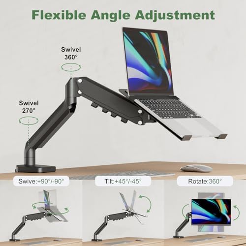 2-in-1 Gas Spring Laptop Desk Mount for 12"-17" Notebook/13"-32" Monitor - Image 5