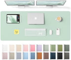 YSAGi Leather Desk Pad Protector, Office Desk Mat, Large Mouse Pad, Non-Slip PU Leather Desk Blotter, Laptop Desk Pad, Waterproof Desk Writing Pad for Office and Home (Pale Green,55" x 17.2") by YSAGi