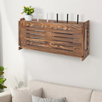 Router Shelf Wall Mount WiFi Router Storage Box Modem Cable Router Cover Organized Power Strip Cable Management Hider Rack by Wood Need Assembly 26 * 9.8 * 5.4 in(L* H * D) SSE - Image 4