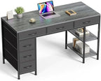 Huuger Computer Desk with 6 Drawers, Office Desk with Shelves, Reversible Gaming Desk, Corner Desk with Storage, Work for Home Office, Study, Living Room, 47inch, Grey by Huuger
