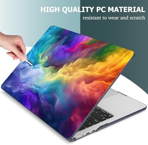 Mektron for 2026/2025/2024/2023 MacBook Air 15 INCH M5 A3448 /M4 A3241 /M3 A3114 /M2 A2941 Case, Printed Plastic Hard Shell Cover with 15.3" Liquid Retina Display Touch ID, Rainbow Cosmic - Image 4