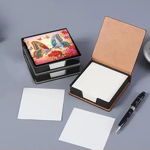 4PCS Diamond Art Painting PU Notecard Box DIY Craft Sticky Note Box with 160 Sheets of Paper Sticky Note Holder for Living Room Home Office Decoration for Adults Beginners Desk Organiser(Animal) - Image 6