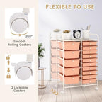 LDAILY 15 Drawer Rolling Storage Cart, Rolling Cart with Drawers for Classroom, Art Supply Craft Organizer on Wheel with Metal Frame & Handles for Home Office School - Image 5