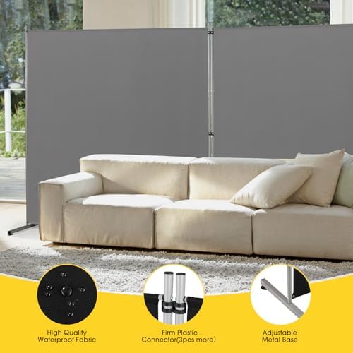 Rantila Indoor Room Divider, Portable Office Divider, Room Divider Wall Screen 2 Large Panel, Folding Partition Privacy Screen Walls Dividers for Room Separator 142" W x 71" H,Gray - Image 4