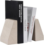 Koville Marble Bookends for Shelves, 9Lbs Large Bookends for Heavy Books, Non-Slip Heavy Duty Book Stopper for CD/Movies, Aesthetic Decorative Bookends for Shelves Table Home Decor(Beige) by Koville