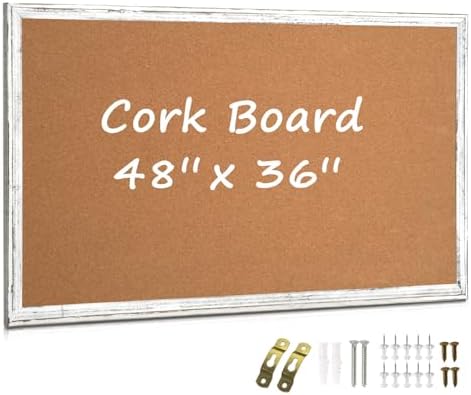 Large Cork Board Bulletin Board, 48"x36" Corkboard for Wall by QUEENLINK