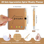 20 Sets Teacher weekly Planner with Pen, Bamboo, Kraft Colors - Image 2