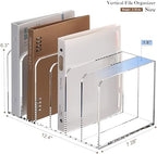 YUXUN Acrylic Magazine Holder,Clear Desk Organizer File Sorter for Notebook,Paper,Envelope,Magazine, Book Storage-Office/Home/Classroom Organization(6 Compartments,B5) - Image 2