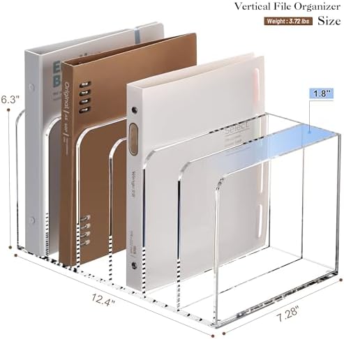 YUXUN Acrylic Magazine Holder,Clear Desk Organizer File Sorter for Notebook,Paper,Envelope,Magazine, Book Storage-Office/Home/Classroom Organization(6 Compartments,B5) - Image 2