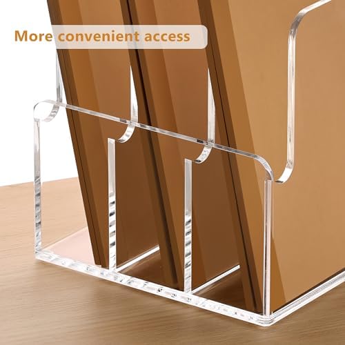 SANRUI Clear Acrylic Magazine File Holder Vertical Desk Organizer 3-Slot - Image 7