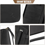 Ringsun Genuine Leather Portfolio with Zipper, Padfolio Portfolio Organizer Folder for Men Women, Professional Business Card Holder for A5 Letter Size Notepad, Resume, Writing Pad, Pen Loop, Black - Image 3