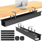 Large Under Desk Cable Management Tray, REFLYING 43.7" Cable Management Under Desk No Drill,Adjustable Clamp Cord Wire Organizer, Cord Hider for Standing Table, Wire Hider for Office,Home (Large) by REFLYING