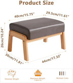 IBUYKE Small Footstool Ottoman, PU Faux Leather Footrest, Grey WBD013G - Image 3