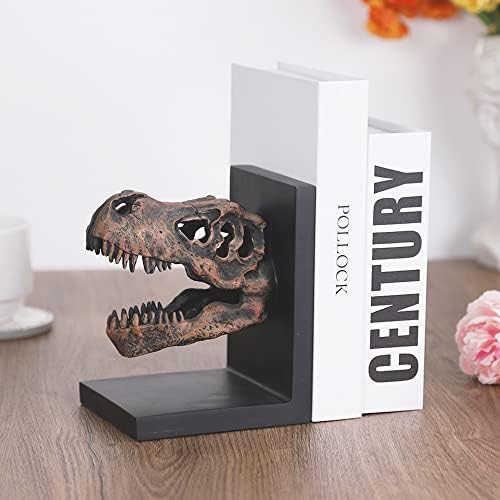 Tyrannosaurus Rex T-Rex Skull Bookend Decorative Book Decor,Home Decorative Resin Bookshelf,Paper Weights, Book Ends,Bookend Supports, Book Stopper,Desk Decor,Dinosaur Head Faux Taxidermy - Image 4
