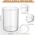 Crtiin 20 Pack Clear Acrylic Pen Holder Makeup Brush Round Pencil Holder for Desk Pen Cups Desk Organizers and Storage Desktop Stationery Organizer for Office School Home Supplies - Image 2