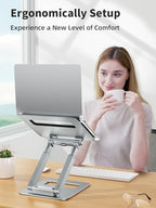 tounee Laptop Stand for Desk Adjustable Height, Telescopic Computer Stand with Pull Out Design Ergonomic Laptop Riser Fits All Laptops 10-17"-Silver - Image 6