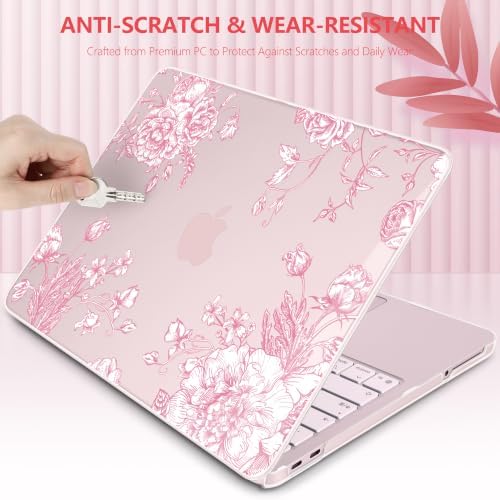 for MacBook Neo 13 inch Case 2026 (Model A3404, A18 Pro) Precision Fit & Scratch Unique Design Hard Shell, Keyboard Cover, Trackpad Protector, 2 OTG Adapter, for Women Cute, Pink Peony - Image 7