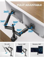 HUANUO 17-32 Inch Dual Monitor Stand, Vertical Dual Monitor Mount, Monitor Stand 2 Monitors, Ergonomic Adjustable Tilt/Swivel/Rotate, Weight Max 19.8 lbs, VESA 75/100mm (Pack of 2) - Image 4