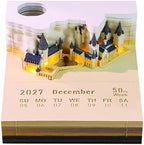 3D Art Calendar 2027,3D Desk Calendar 2027 Magic Castle 3D Memo Pad Non-stick Sticky Notes With Light Pen Holder Weekly Calendar For School Office Home by SIWEME