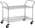 Finnhomy 2 Tier Commercial Grade Rolling Cart, Heavy Duty Utility Cart, Carts with Wheels and Handles, Kitchen Carts on Wheels, Metal Cart with 600 lbs Capacity, Shelf Size 23.6"Dx47.2"W x 39.4"H, NSF by Finnhomy