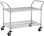 Finnhomy 2 Tier Commercial Grade Rolling Cart, Heavy Duty Utility Cart, Carts with Wheels and Handles, Kitchen Carts on Wheels, Metal Cart with 600 lbs Capacity, Shelf Size 23.6"Dx47.2"W x 39.4"H, NSF by Finnhomy