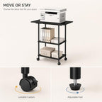 Black Large Printer Stand with Storage 3 Tier Rolling Printer Cart - Image 4