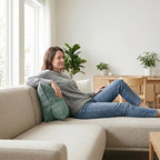 Pat. Pend. Corduroy Lumbar Support Pillow for Sitting and Posture Support, Triangle Cushion for Bed, Sofa or Couch, Reading Back Pillow with Removable Washable Cover, Peacock Blue - Image 5