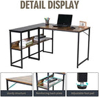 UNICOO® 3 Combination L Shaped Corner Desk with Shelves, Computer Desk with Drawers, Home Office Writing Study Bookshelf Desk Combo, Multi-Function 4 Tier Reversible Storage Bookshelf (XJH-2402) - Image 6