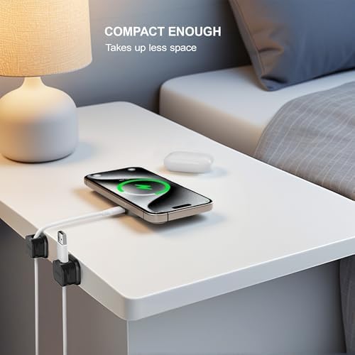 36 Pack Magnetic Cable Clip Organizer Cord Holder, Picozon Adhesive Cable Management, Wire Phone USB Charger Cable Holder, Keeper Organizer for Office Home Desktop Table - Black - Image 5