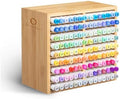 Ohuhu Bamboo Marker Organizer, Wooden Desktop Storage Holds 126 Markers by Ohuhu