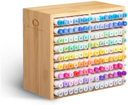 Ohuhu Bamboo Marker Organizer, Wooden Desktop Storage Holds 126 Markers by Ohuhu