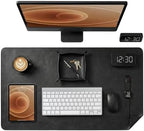 LL LEATHER LOVERS Leather Desk Mat, 17" x 36" Black, Desk Mouse Pads on Top of Desks, Non Slip Top Grain Leather Desk Blotter, Laptop Desk Mat, Desk Writing Pad for Office and Home by LLLEATHERLOVERS