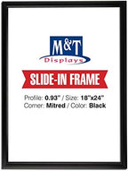 M&T Displays Slide In Frame Black 18x24 Inch Poster Holder 0.93" Aluminum Profile Top Loading Wall Mounting Photo Certificate Sign Holder Easy Change Mitered Corner with Anti Glare PET Cover by DisplaysMarket