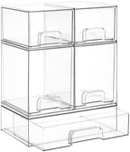 Vtopmart Clear Stackable Storage Drawers Set of 5, Plastic Organizer Bins by Vtopmart