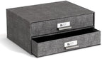 Bigso Birger 2-Drawer Canvas Fiberboard Easy Pull Handle Box - Desktop Drawers for A4 and Letter Size Papers - Desk Drawers with Metal Label Holder - 13.1in x 10in x 5.7in - Melange Grey - Image 4
