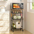 ThreeHio Rolling Kitchen Microwave Cart, 4 Tier Microwave Table Stand with Storage, Kitchen Storage Rack on Wheels, Coffee Station Cart Rack Shelf Organizer for Living Room Office, Balcony by ThreeHio