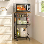 ThreeHio Rolling Kitchen Microwave Cart, 4 Tier Microwave Table Stand with Storage, Kitchen Storage Rack on Wheels, Coffee Station Cart Rack Shelf Organizer for Living Room Office, Balcony by ThreeHio