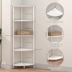 5 Tier Corner Shelf Stand, 44.1", Marble White - Image 3