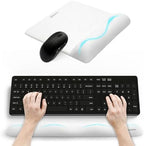 univo colors Wide Size Mouse Pad with Wrist Rest & L-Size Keyboard Wrist Rest Set,Premium PU Material,Low-Rebound Cushion,Ergonomic Design,Smooth Mouse Control with Hard Plate,Reduces Fatigue,White by UnivoColors