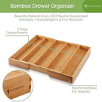 Purawood Kitchen Drawer Organizer - Expandable Utensil Drawer Organizer for Kitchen, Cutlery Tray & Silverware Organizer, 3-5 Slots - Bamboo Organizer for Utensils & Flatware (Natural) - Image 4