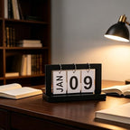 Wooden Perpetual Flip Calendar for Desk—Black Wood Finish—Modern Page Flipper with Metal Ring—Reusable Daily Date Tracker for Home Office Study or Bedroom - Image 4