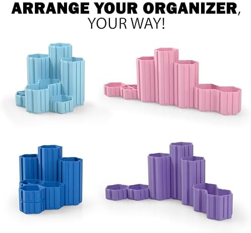 Glassboard Studio Hexaflex Organizer Set - Pen and Pencil Holder for Desk, Versatile Hexagon Design, Adjustable Dividers, 12 Color Options - Desk and Office Organization (Jet Black) - Image 3