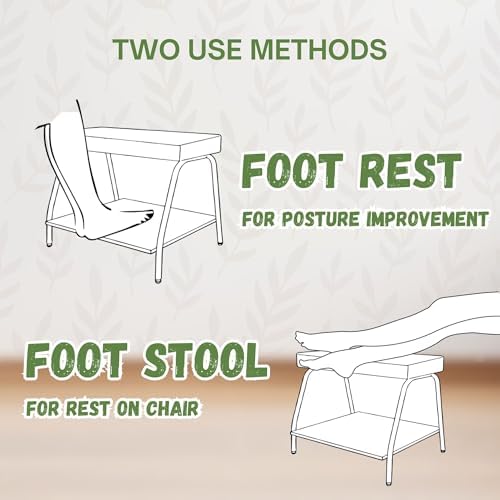 Double Step Footrest Under Desk Versatile Foot Stool Ottoman for Comfortable Desk Work Office Life (White) - Image 5