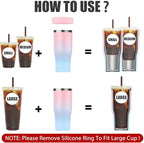 Universal Iced Coffee Sleeve - Upgraded Double Wall Reusable Stainless Steel Holder Sleeves Insulator for Cold Drinks Fits Starbucks Dunkin Donuts McDonalds Small Medium Large Cup (Pink Blue) - Image 2