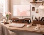 Monitor Stand Riser for Desk, Wood Look, Metal Legs - Image 2
