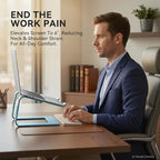 SOUNDANCE Laptop Stand, Aluminum Ergonomic Desk Riser, 10-15.6", Navy Blue - Image 3