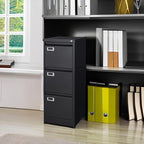 BYNSOE 3 Drawer File Cabinet with Lock Metal Vertical File Cabinet Office Home Narrow File Cabinet for A4 Legal/Letter Size,Assembly Required (Black, 3 Drawers-Vertical) - Image 5
