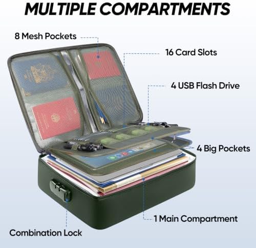 BALEINE Fireproof Document Box with Lock, Waterproof Fire Safe File Bag - Image 3